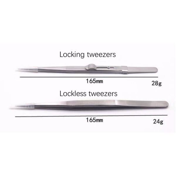 Jewelry specific stainless steel anti slip pattern extended tweezers