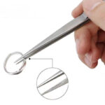 Jewelry specific stainless steel anti slip pattern extended tweezers