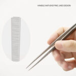 Jewelry specific stainless steel anti slip pattern extended tweezers