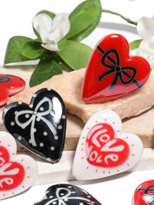 Large Heart Letter Cartoon Print DIY Bead Charm Accessory