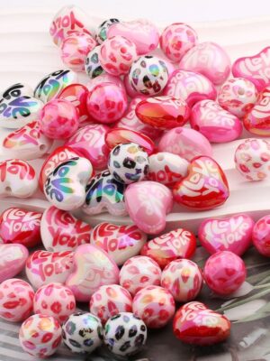 Heart Round Acrylic Beads - DIY Jewelry Spacer Beads