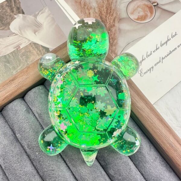 Large Flashing Liquid Sand Turtle Oil-Filled DIY Ornament