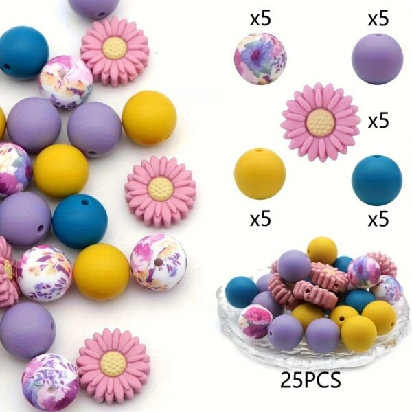 Daisy & Sunflower Silicone Bead Set | Soft Premium Silicone