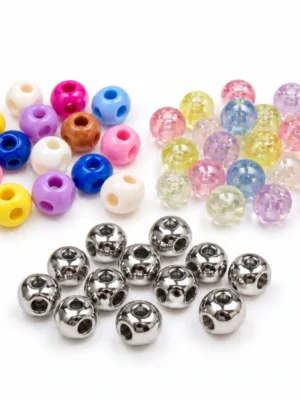 50 PCS 4-Way Cross-Hole Acrylic Beads for DIY Jewelry Making