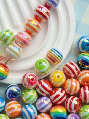 15mm Candy Beads – Striped Acrylic DIY Phone Charms & Keys