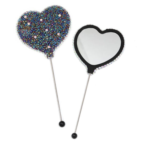 DIY Beaded Mirror – Pearl Heart Handle | Portable Makeup Mirror