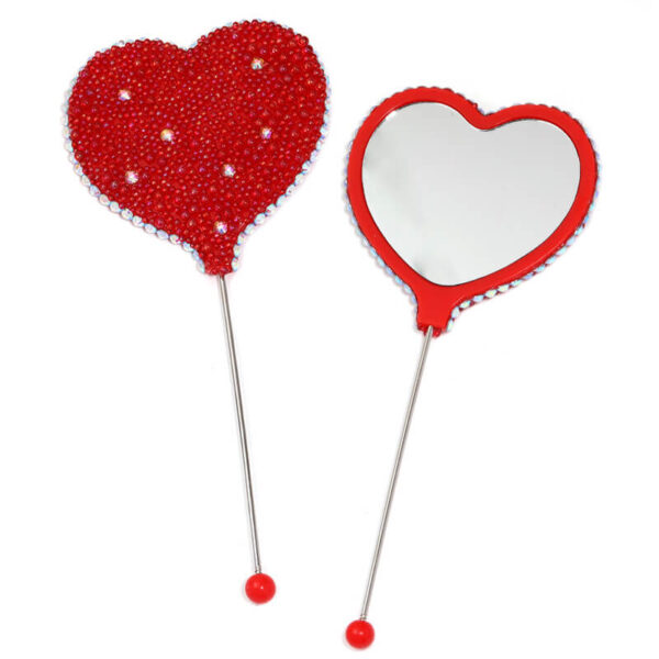 DIY Beaded Mirror – Pearl Heart Handle | Portable Makeup Mirror