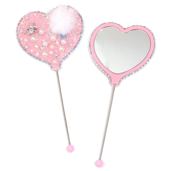 DIY Beaded Mirror – Pearl Heart Handle | Portable Makeup Mirror