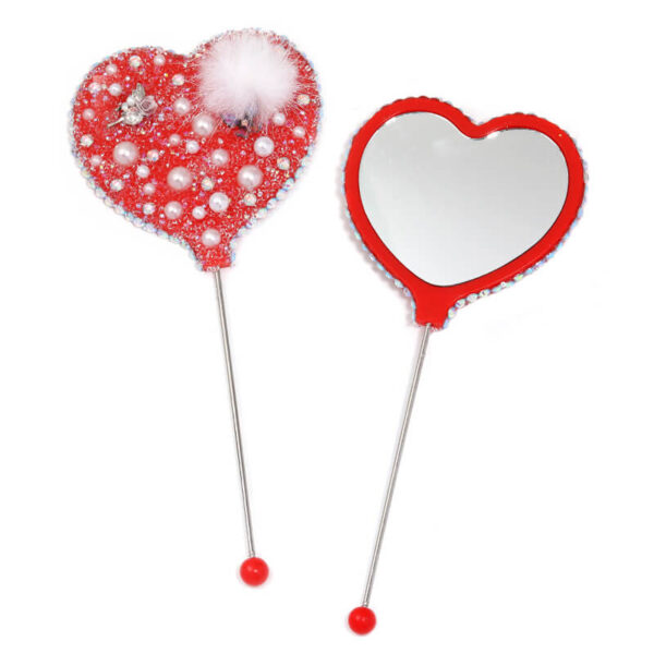 DIY Beaded Mirror – Pearl Heart Handle | Portable Makeup Mirror