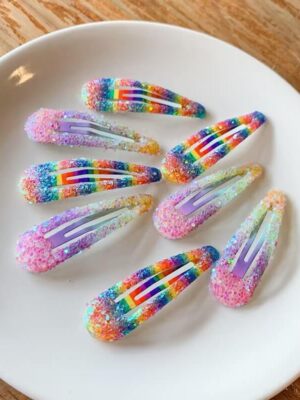 Sparkly Waterdrop Hair Clips – Colorful BB Barrettes