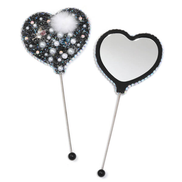 DIY Beaded Mirror – Pearl Heart Handle | Portable Makeup Mirror