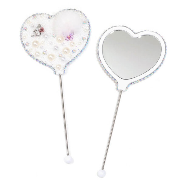 DIY Beaded Mirror – Pearl Heart Handle | Portable Makeup Mirror