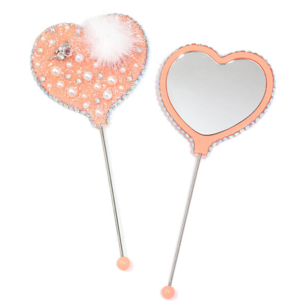 DIY Beaded Mirror – Pearl Heart Handle | Portable Makeup Mirror