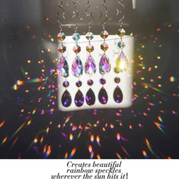 38mm AB Crystal Teardrop – Hanging Pendant with Octagon Beads