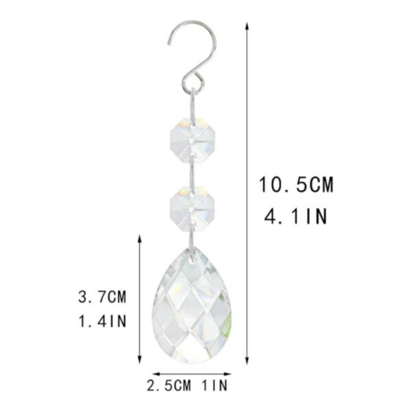 38mm AB Crystal Teardrop – Hanging Pendant with Octagon Beads
