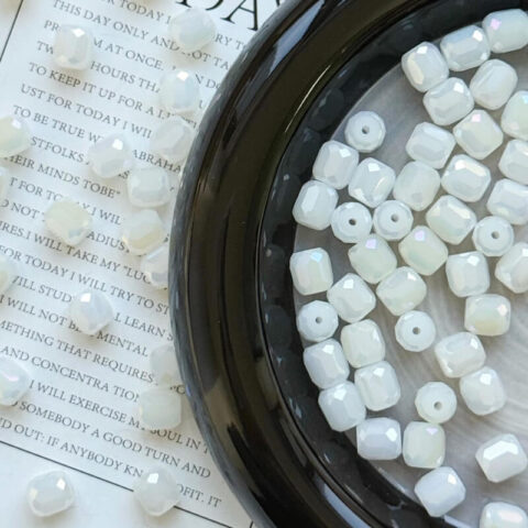 8mm Long cylinder White jade color