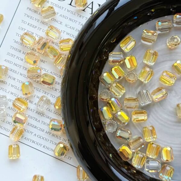 8mm Long Cylinder Crystal Glass Beads – Clear DIY Spacer Beads