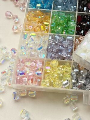 8mm Long Cylinder Crystal Glass Beads – Clear DIY Spacer Beads