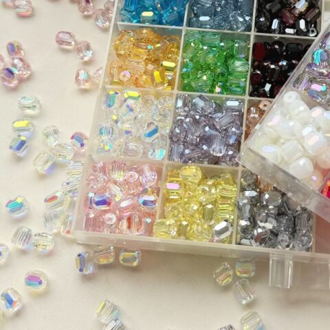 8mm Long Cylinder Crystal Glass Beads – Clear DIY Spacer Beads