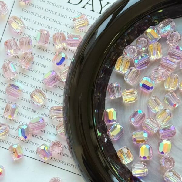 8mm Long Cylinder Crystal Glass Beads – Clear DIY Spacer Beads