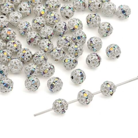 Flower ball bracelet spacer silver