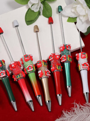 Cute Christmas Beaded Pen – DIY Snowflake Rhinestone Glitter Gift