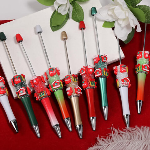 Cute Christmas Beaded Pen – DIY Snowflake Rhinestone Glitter Gift