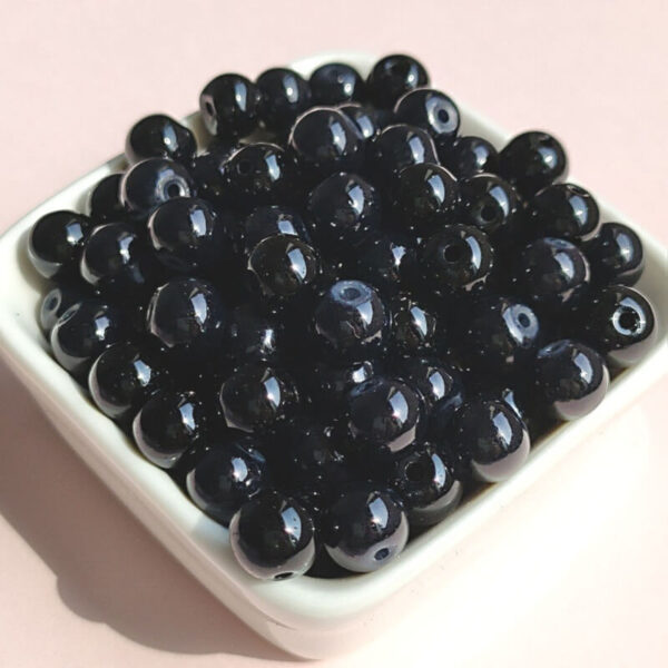 8mm 10mm Black White Glass Beads