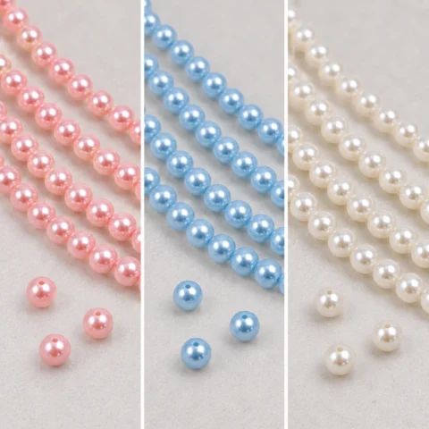 8mm Glass Pearls Beads Detail