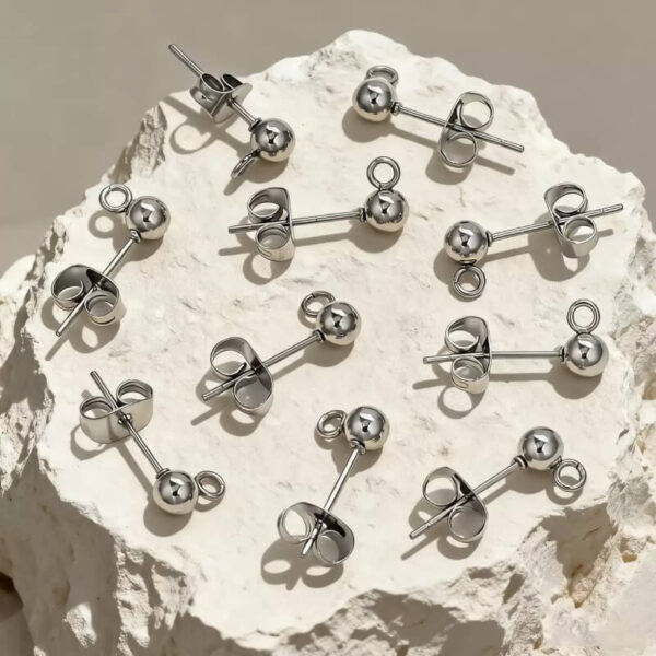 Stainless Steel Ball Hoop Earrings – DIY Fashion Jewelry for Women