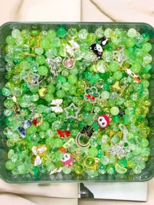 Mixed Green Glass Beads