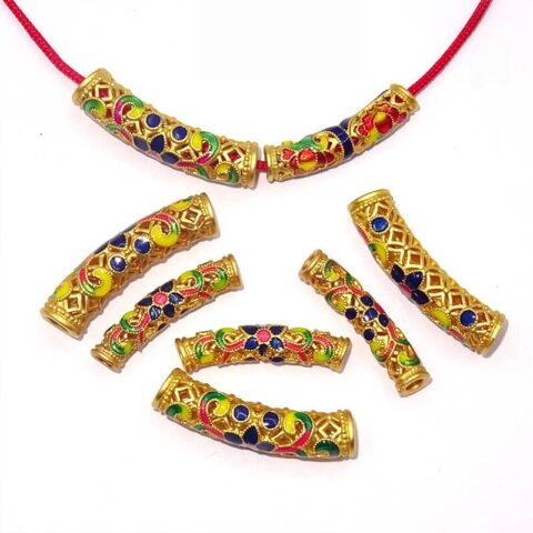 Gold Plated Lotus Half Tube Beads
