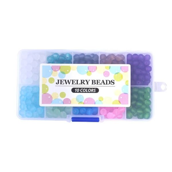 Frosted Opaque Glass Beads in Clear Box