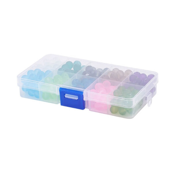Frosted Opaque Glass Beads in Clear Box