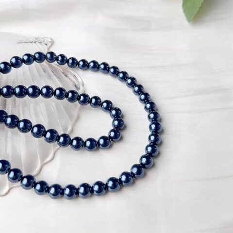Pearl glass bead royal blue