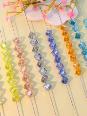 8mm diagonal square glass crystal beads