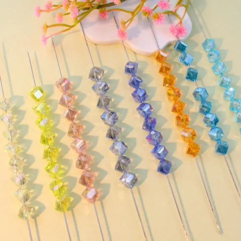8mm diagonal square glass crystal beads