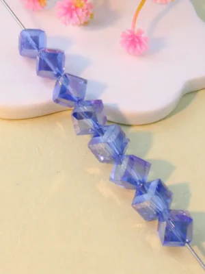 8mm diagonal glass crystal beads blue