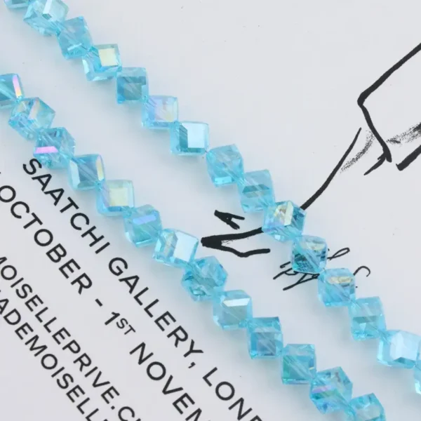 8mm Diagonal Square Glass Crystal Beads