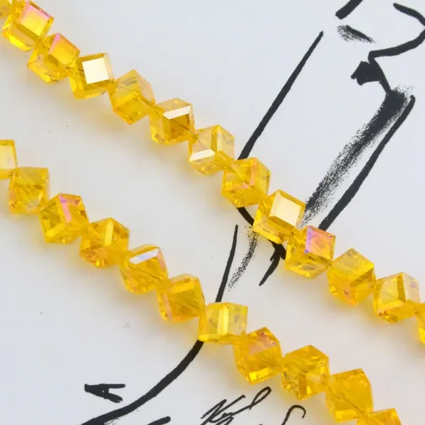 8mm Diagonal Square Glass Crystal Beads
