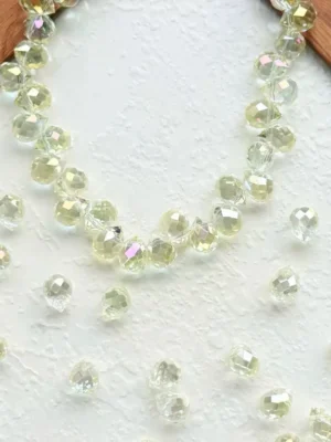 8x10mm slanted hole raindrop crystal beads, light yellow