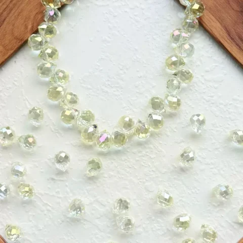 8x10mm slanted hole raindrop crystal beads, light yellow