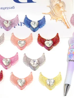 Angel Wings heart-shaped acrylic beads1