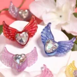 Heart-Shaped Angel Wing Acrylic Beads