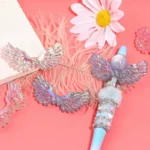 Heart-Shaped Angel Wing Acrylic Beads