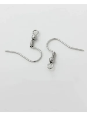 Silver titanium steel bead spring ear hook