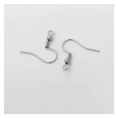 Silver titanium steel bead spring ear hook