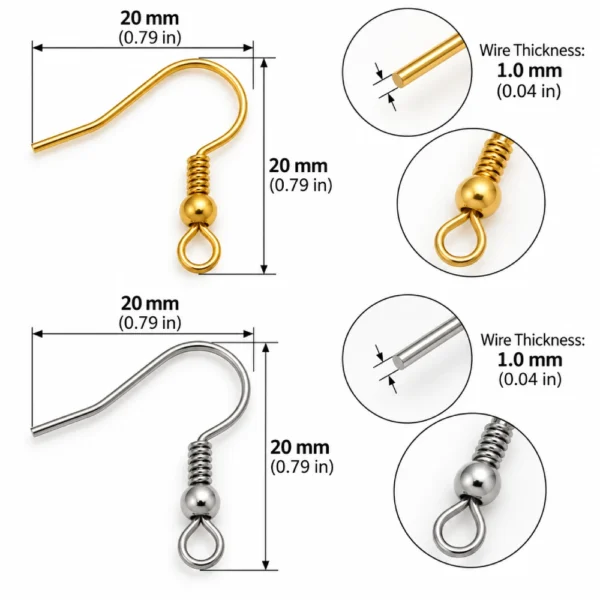 60 PCS Stainless Steel Fishhook Earring Hooks