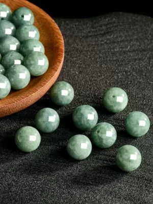 Natural Jadeite Jade Bead Oil Green Round Beads