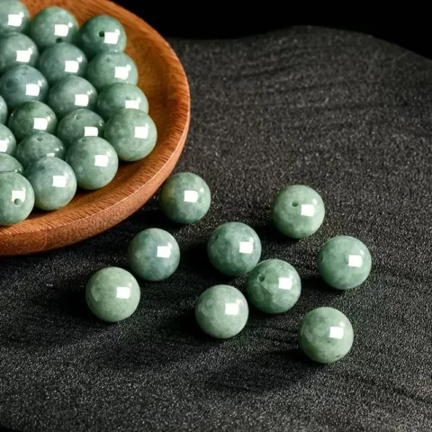 Natural Jadeite Jade Bead Oil Green Round Beads